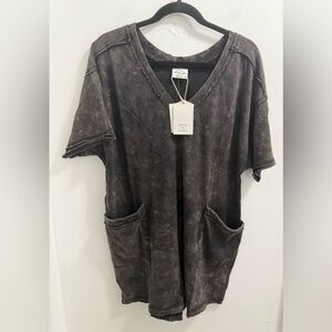 Very J Charcoal Jumpsuit with Pockets